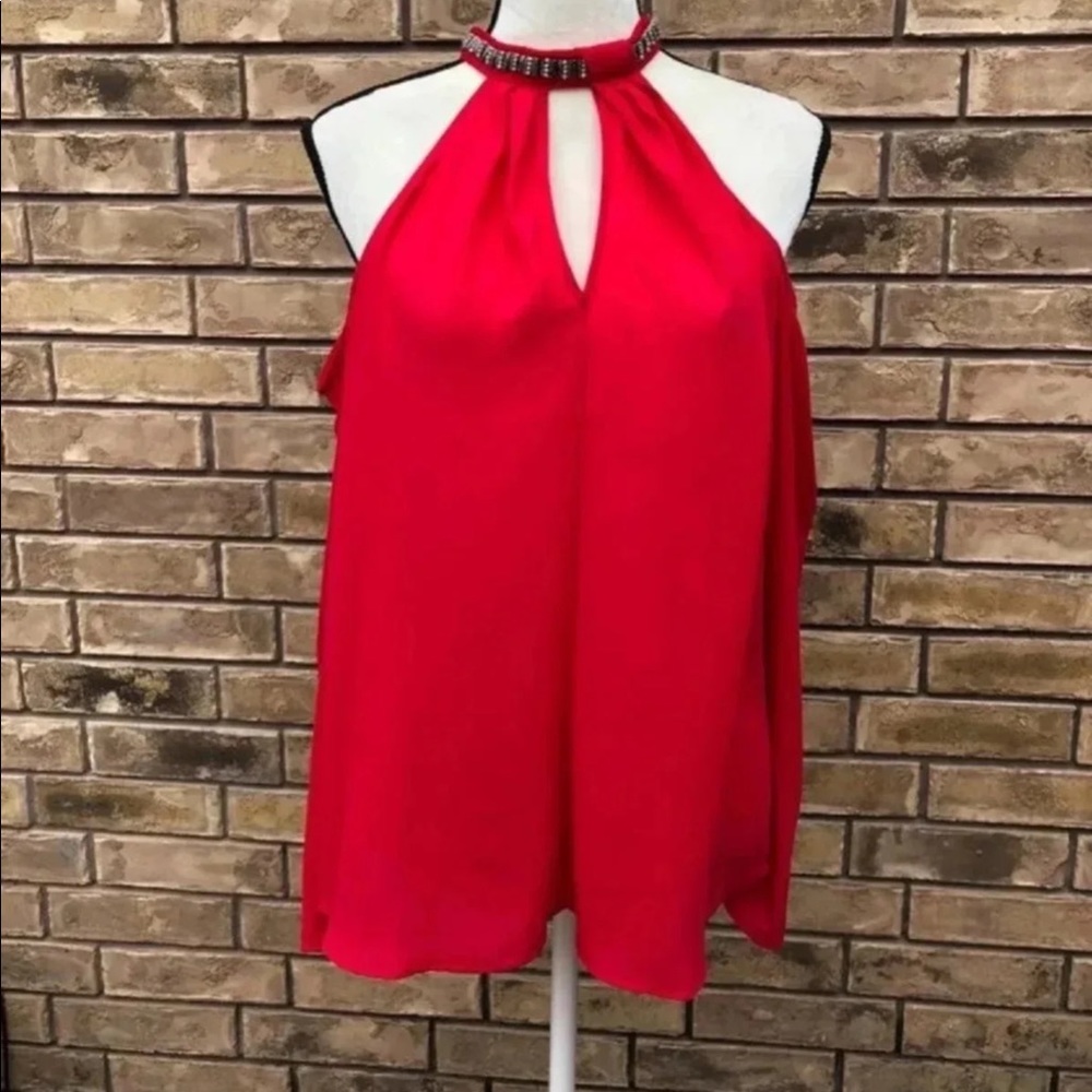 Jalapeño Red Open Shoulder Blouse